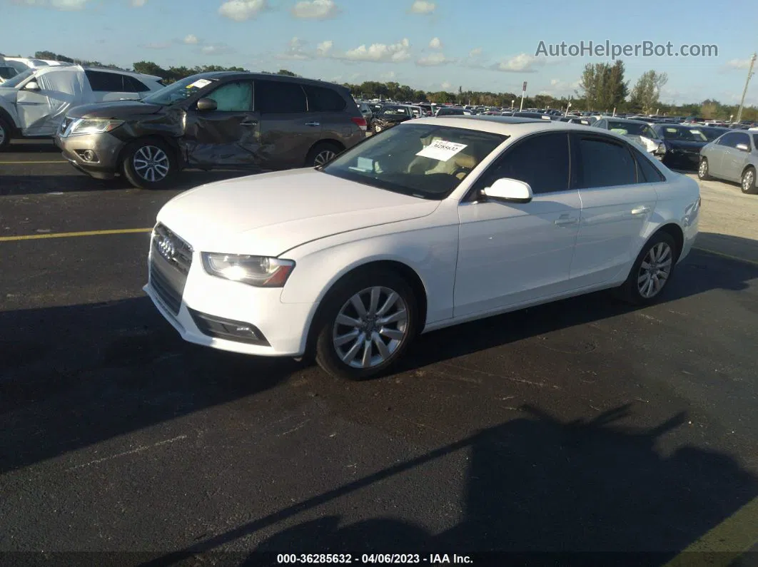 2013 Audi A4 2.0t Premium White vin: WAUAFAFL1DN037493