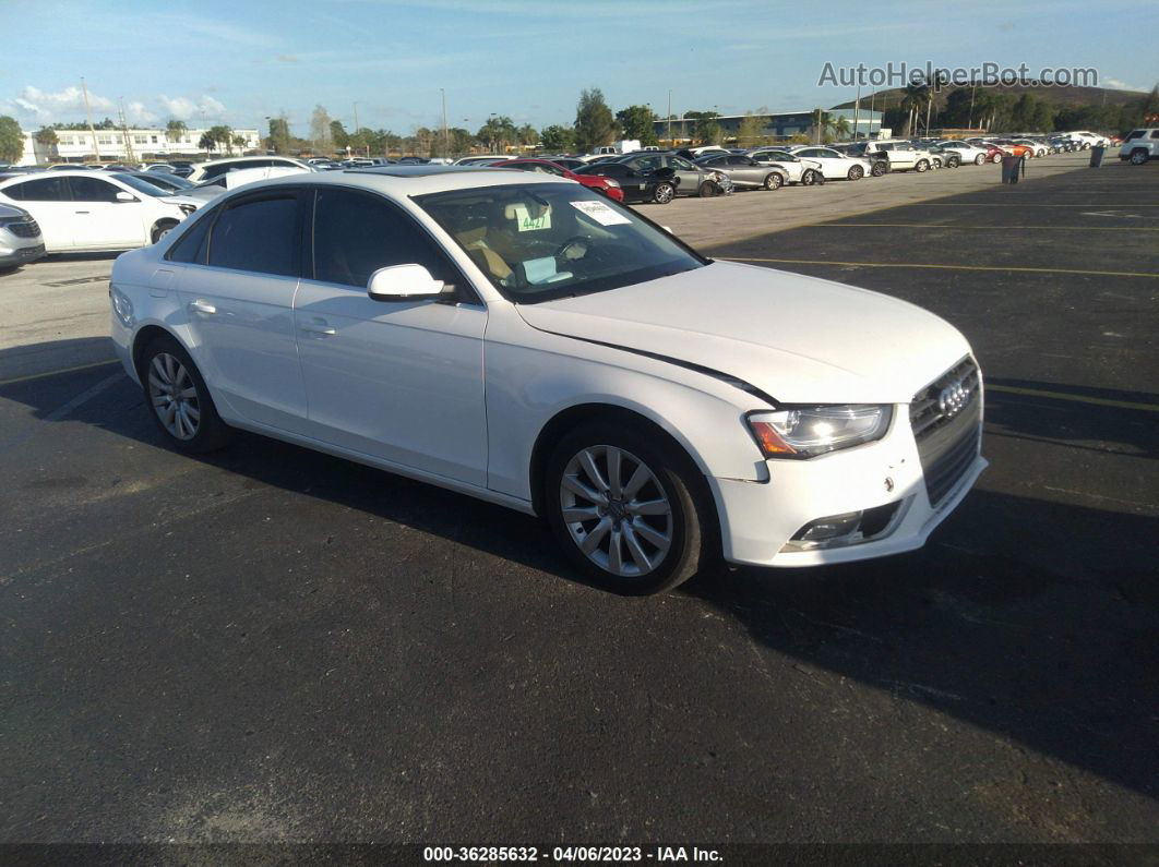 2013 Audi A4 2.0t Premium White vin: WAUAFAFL1DN037493