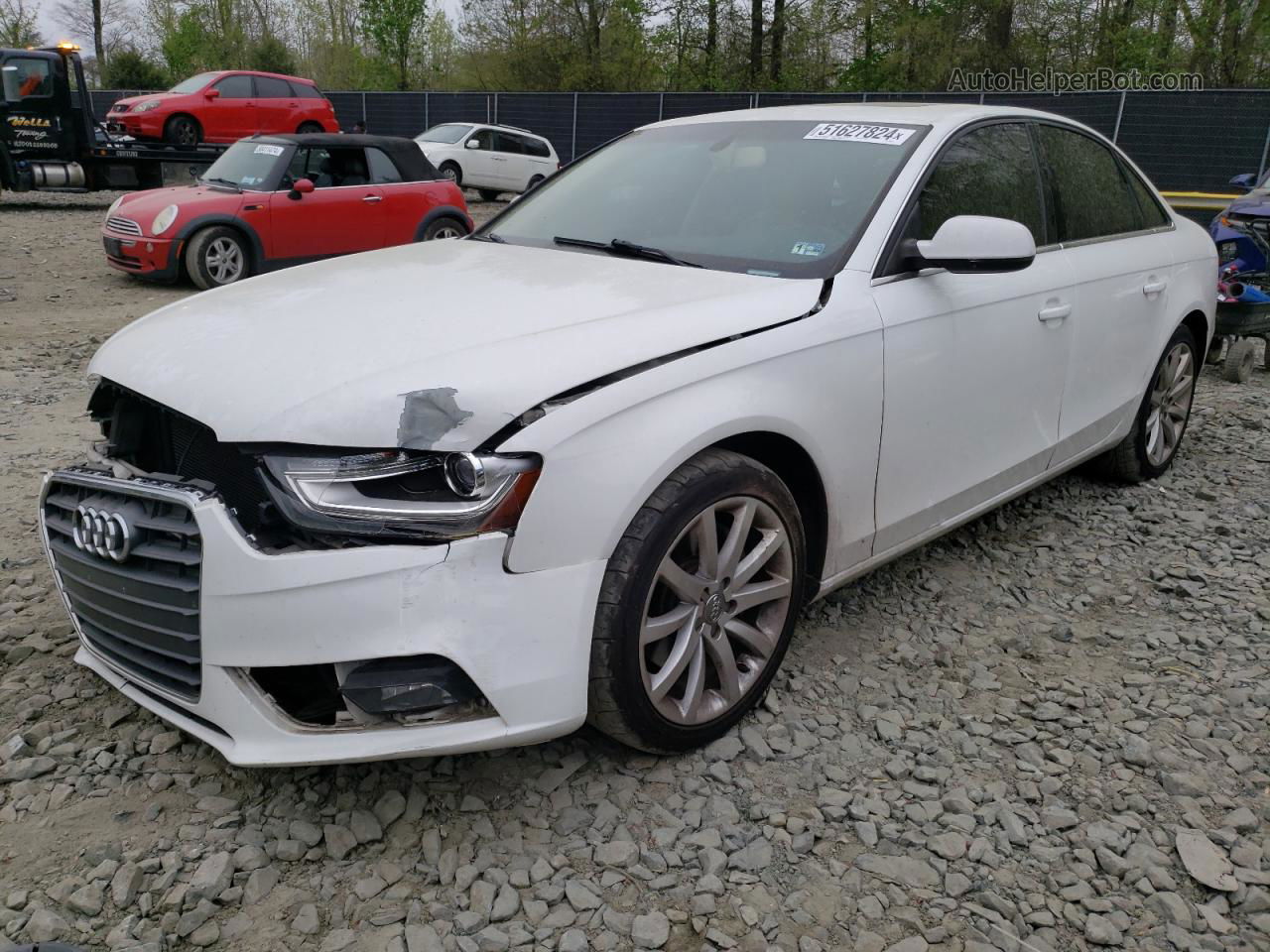 2013 Audi A4 Premium White vin: WAUAFAFL1DN049479