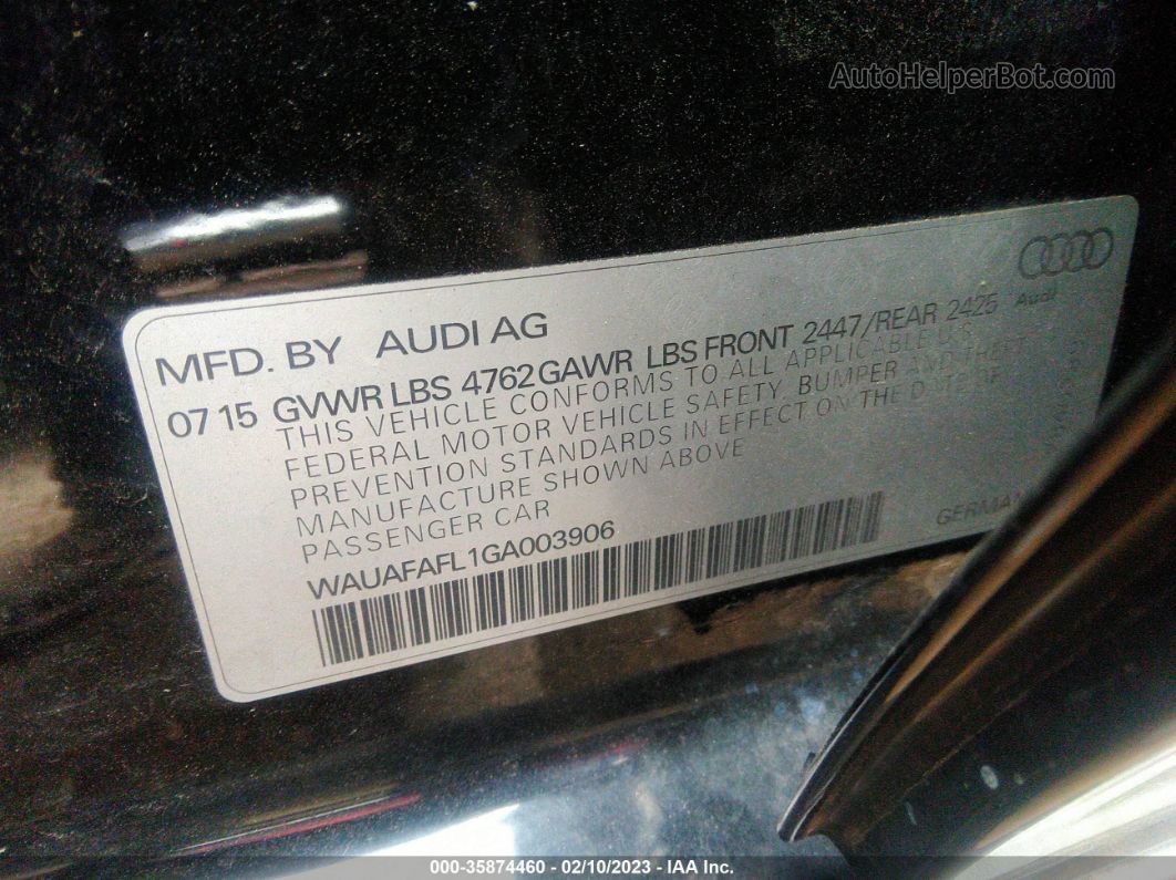 2016 Audi A4 Premium Черный vin: WAUAFAFL1GA003906