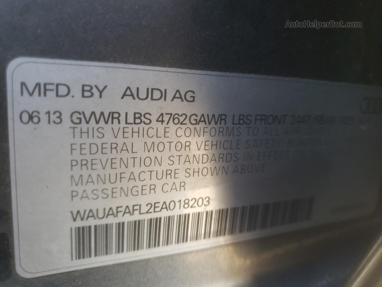 2014 Audi A4 Premium Gray vin: WAUAFAFL2EA018203