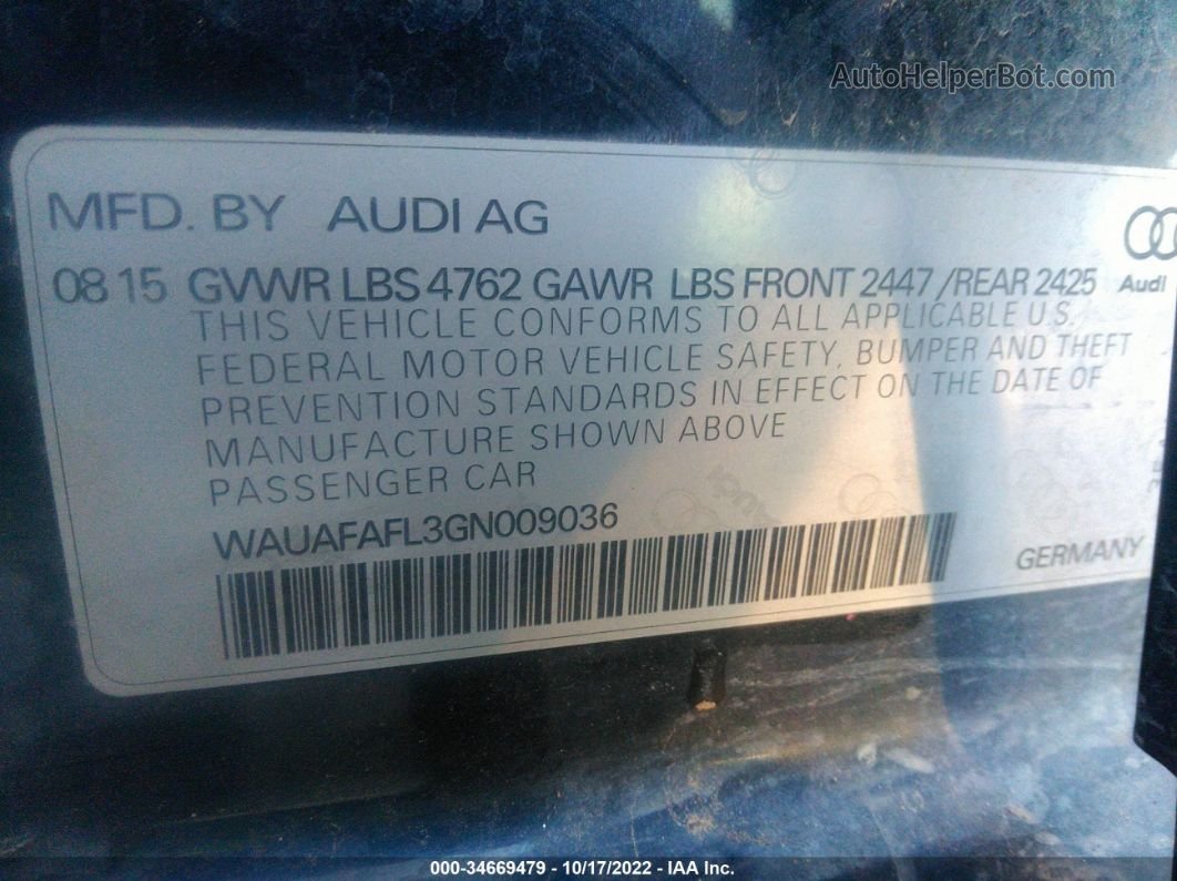 2016 Audi A4 Premium Черный vin: WAUAFAFL3GN009036