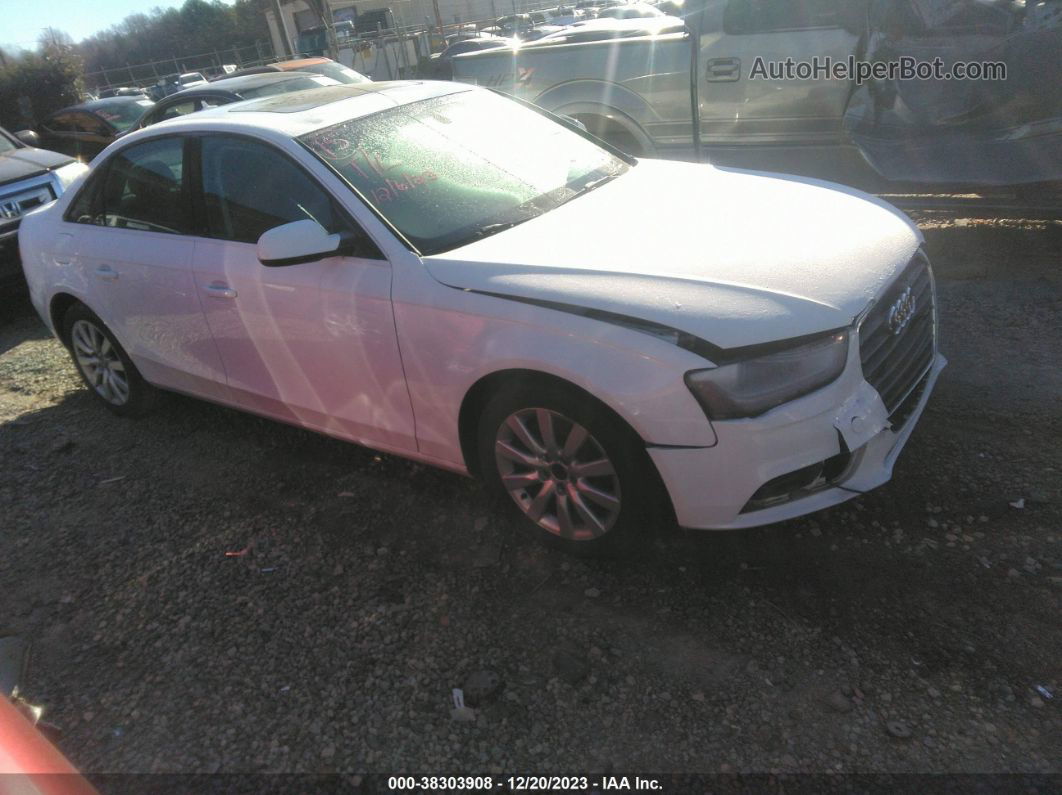 2013 Audi A4 2.0t Premium White vin: WAUAFAFL5DA067541