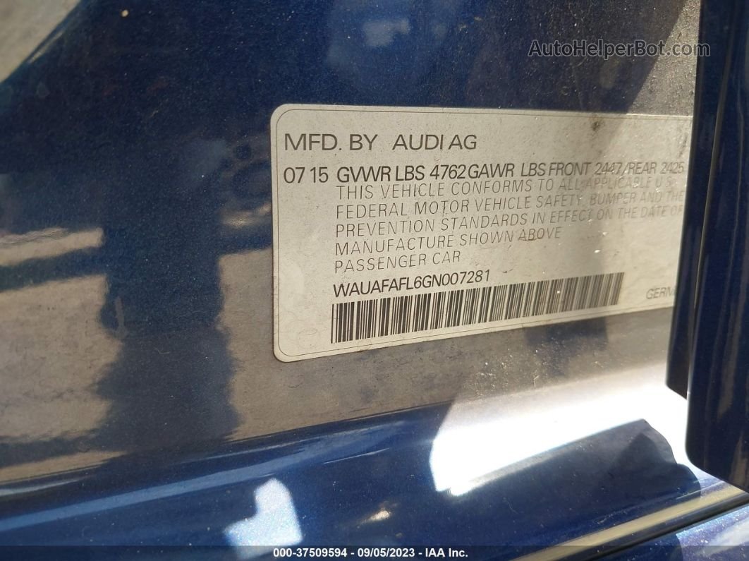 2016 Audi A4 Premium Синий vin: WAUAFAFL6GN007281