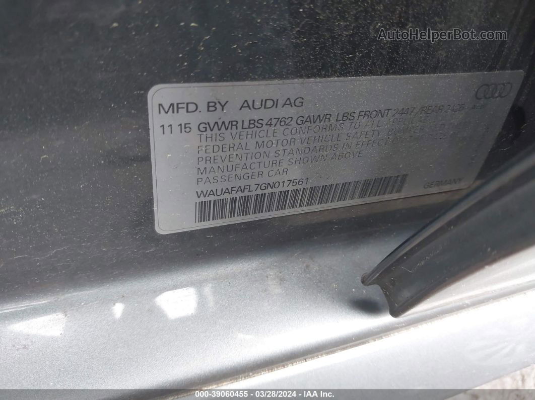 2016 Audi A4 2.0t Premium Gray vin: WAUAFAFL7GN017561