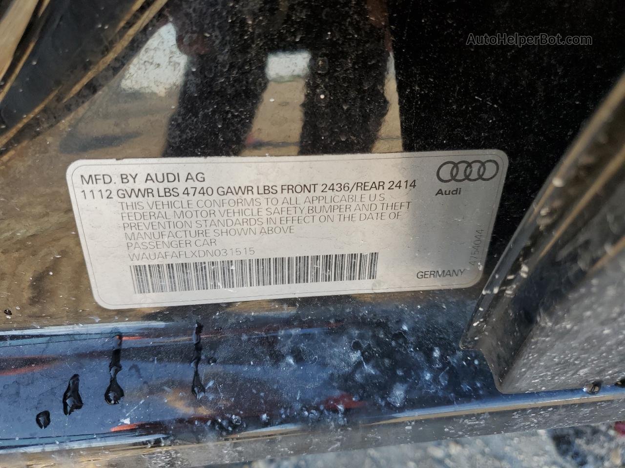 2013 Audi A4 Premium Черный vin: WAUAFAFLXDN031515