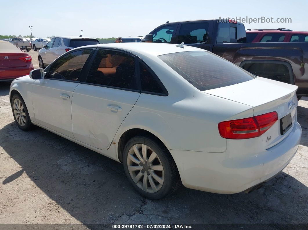 2013 Audi A4 2.0t Premium White vin: WAUAFAFLXDN037914