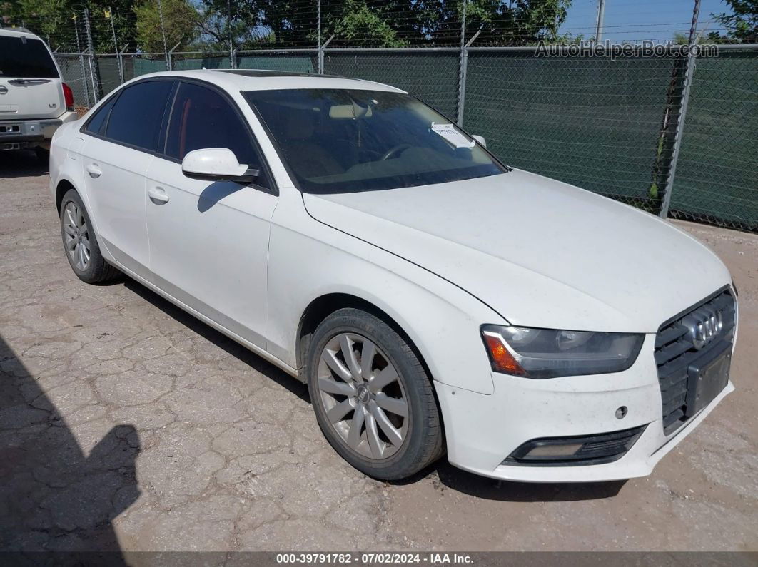 2013 Audi A4 2.0t Premium White vin: WAUAFAFLXDN037914