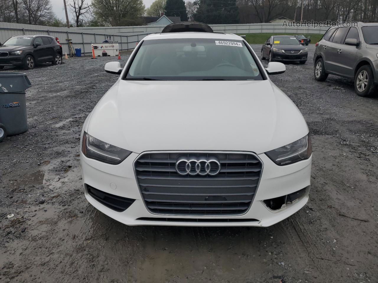 2014 Audi A4 Premium White vin: WAUAFBFL9EA080414