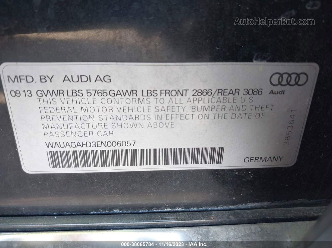 2014 Audi A8 3.0t Black vin: WAUAGAFD3EN006057