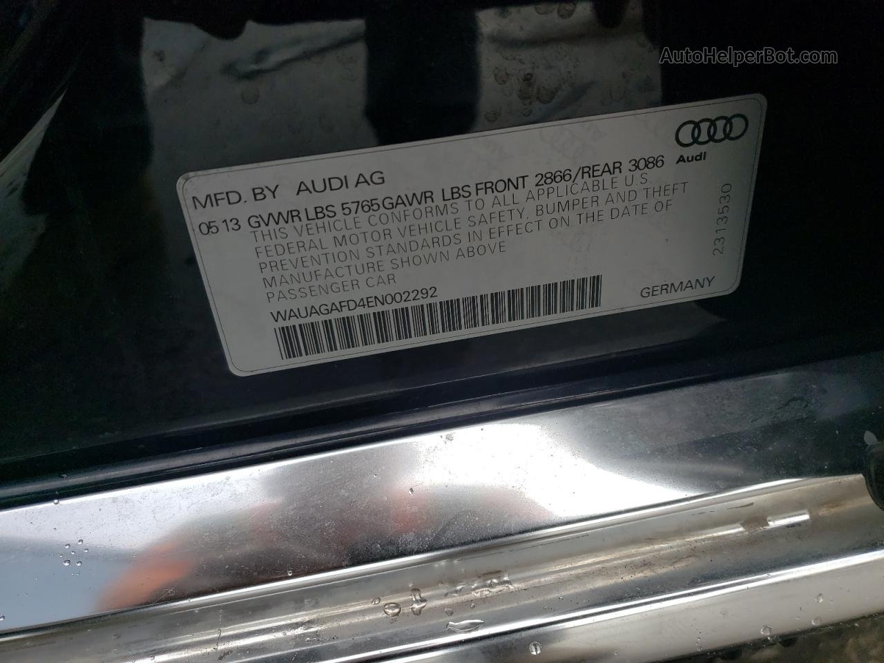 2014 Audi A8 Quattro Черный vin: WAUAGAFD4EN002292