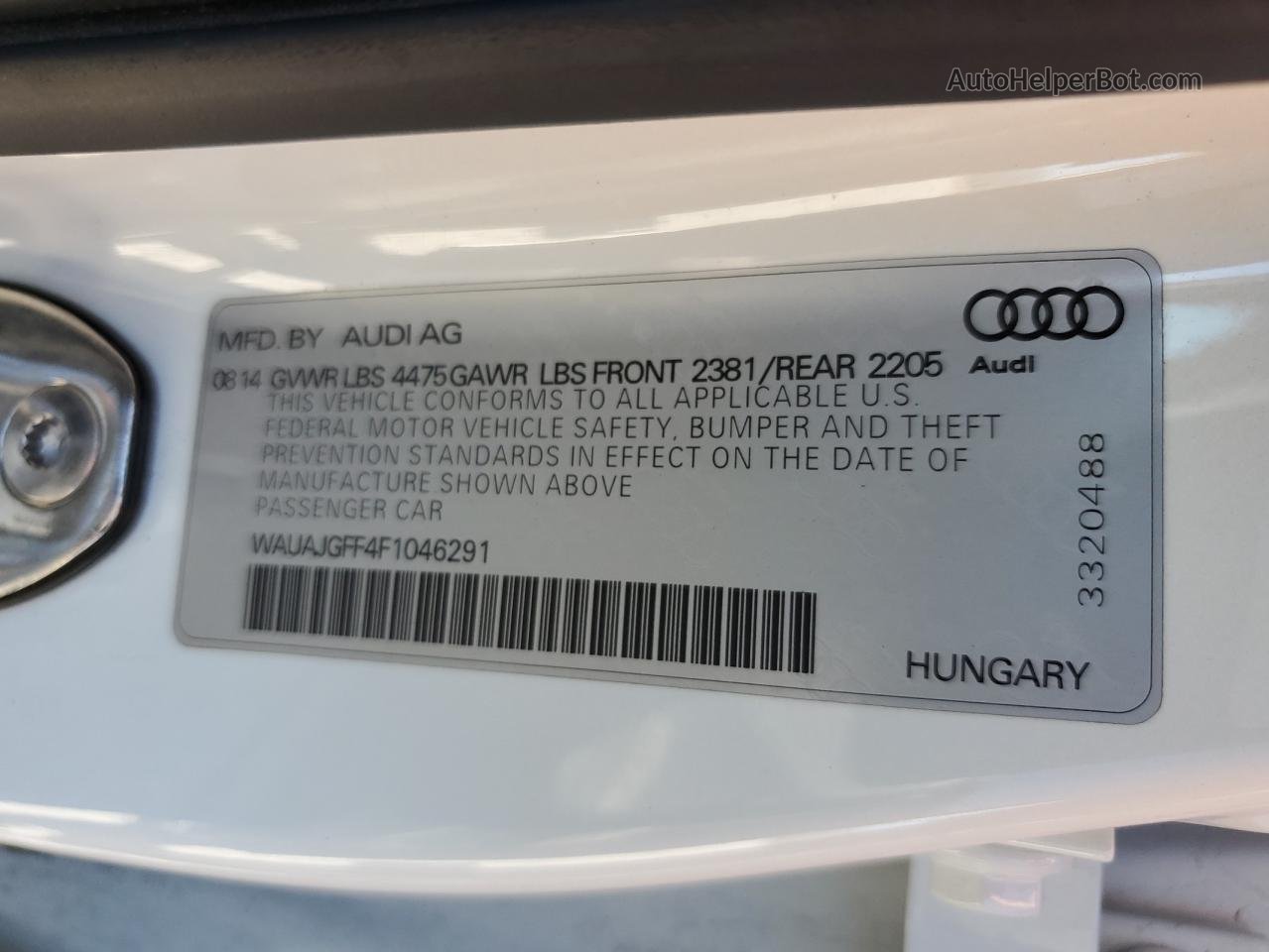 2015 Audi A3 Premium White vin: WAUAJGFF4F1046291