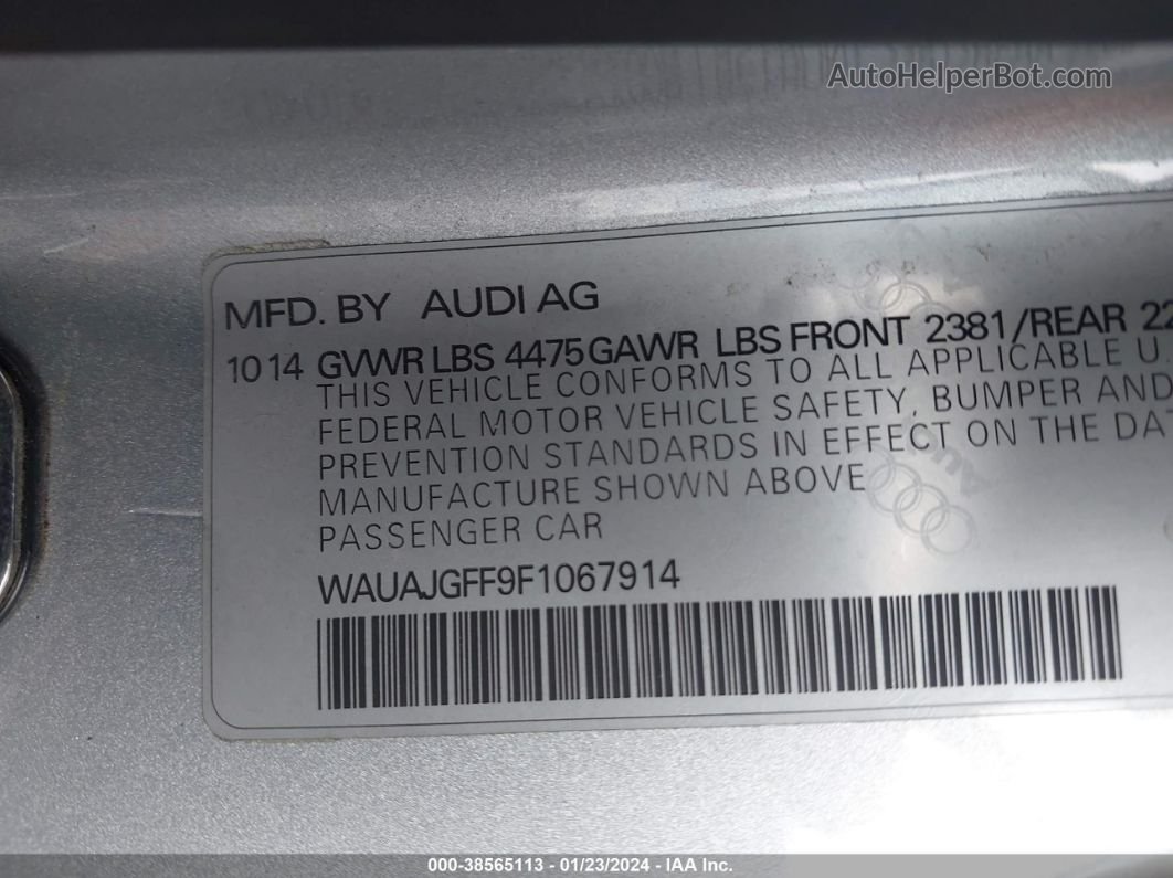2015 Audi A3 2.0 Tdi Premium Silver vin: WAUAJGFF9F1067914