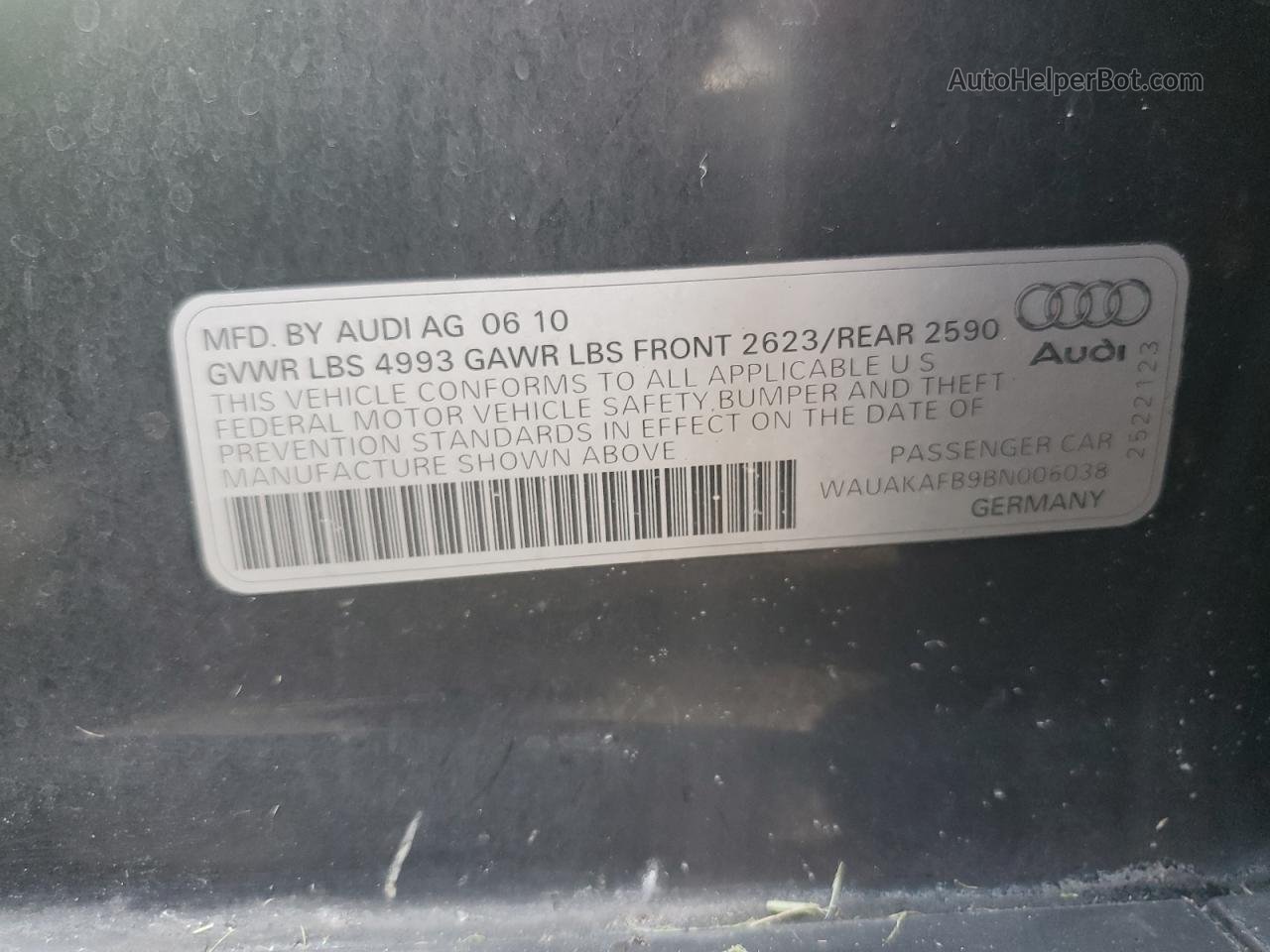 2011 Audi A6 Premium Black vin: WAUAKAFB9BN006038
