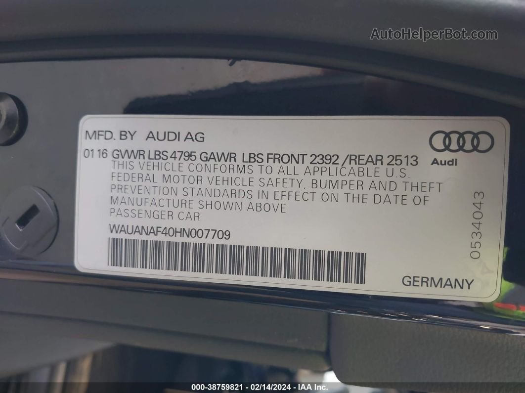2017 Audi A4 2.0t Premium Black vin: WAUANAF40HN007709