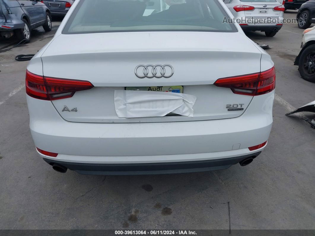 2017 Audi A4 2.0t Premium White vin: WAUANAF40HN050091