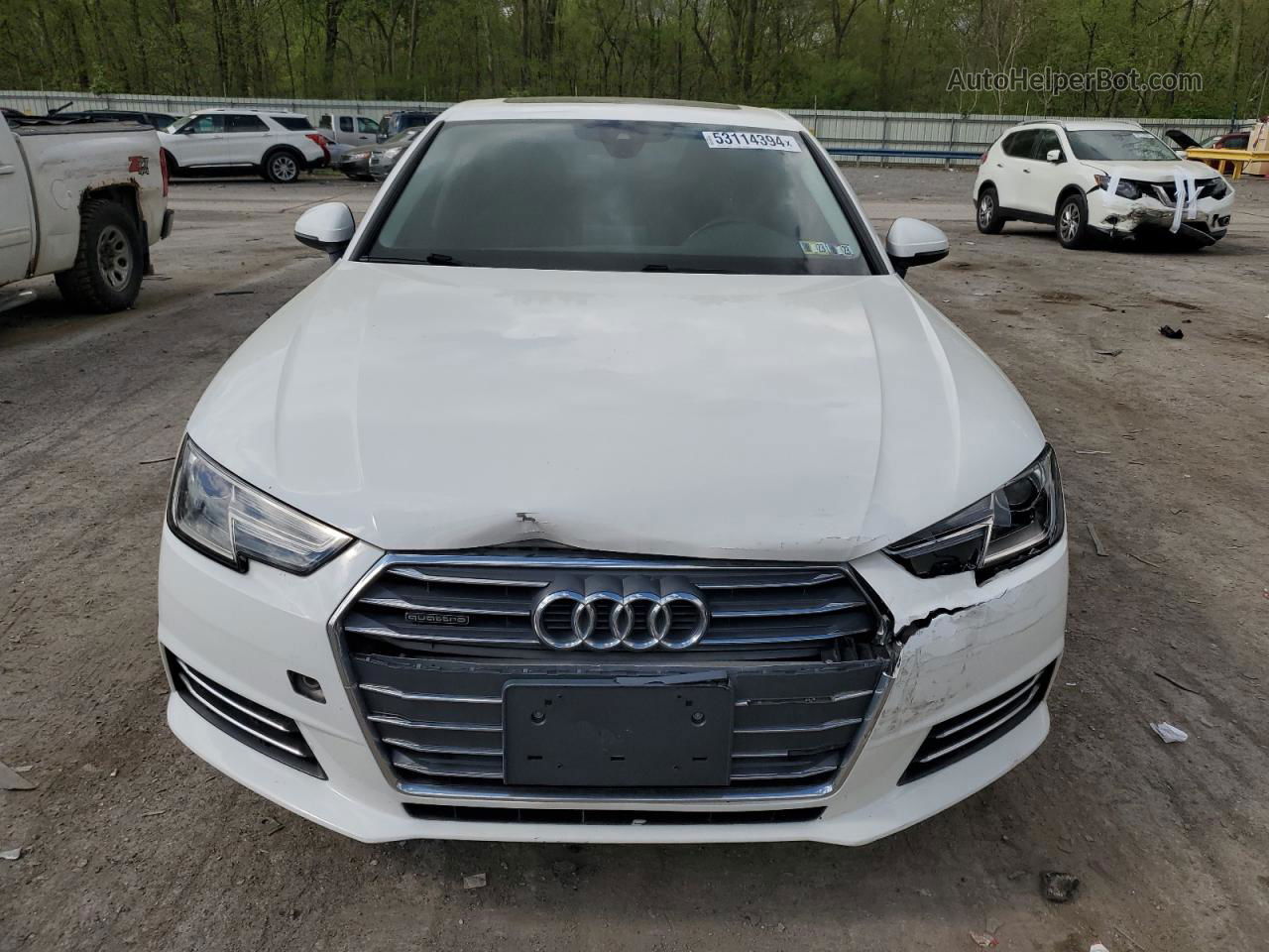 2017 Audi A4 Premium White vin: WAUANAF44HN043466