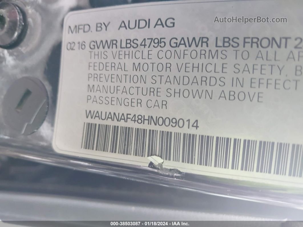 2017 Audi A4 2.0t Premium Черный vin: WAUANAF48HN009014