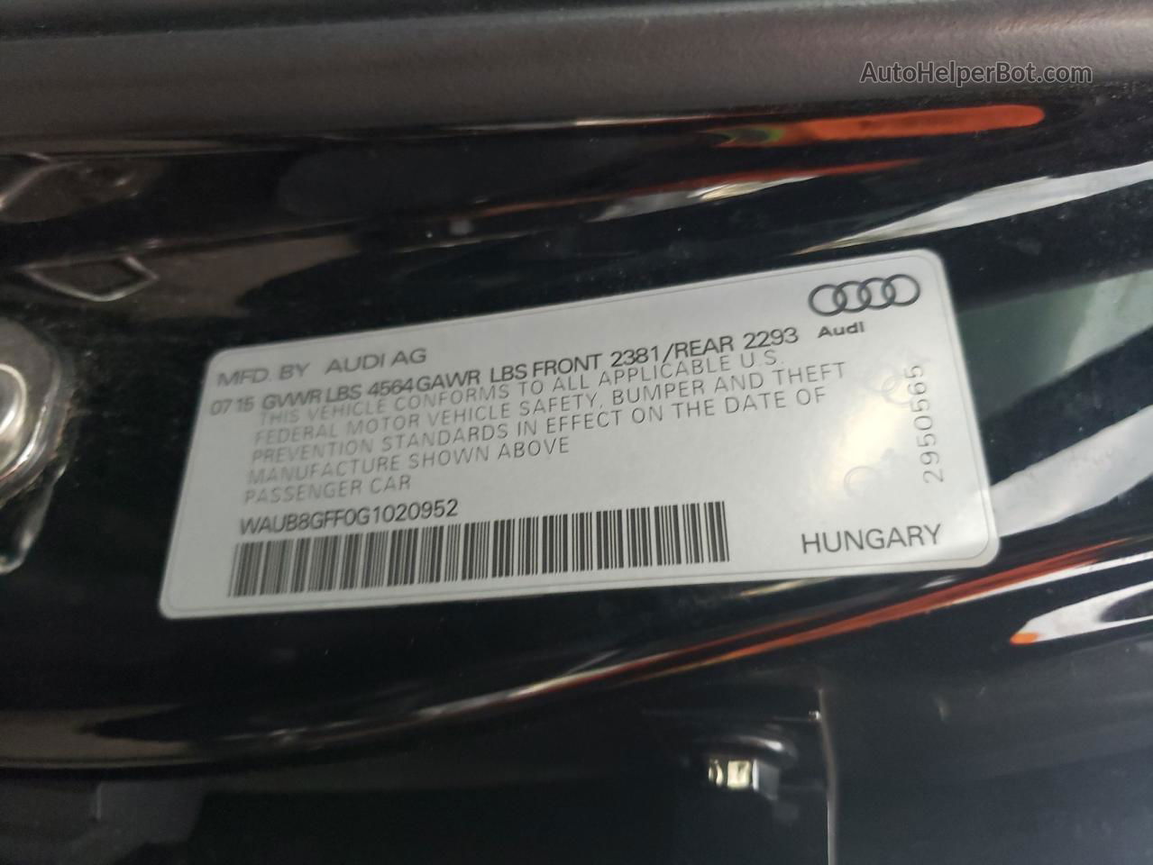 2016 Audi A3 Premium Черный vin: WAUB8GFF0G1020952