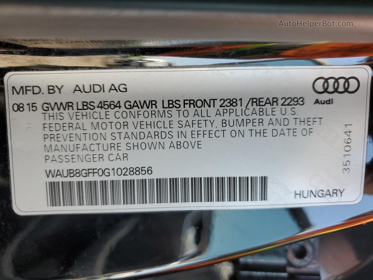 2016 Audi A3 Premium Черный vin: WAUB8GFF0G1028856