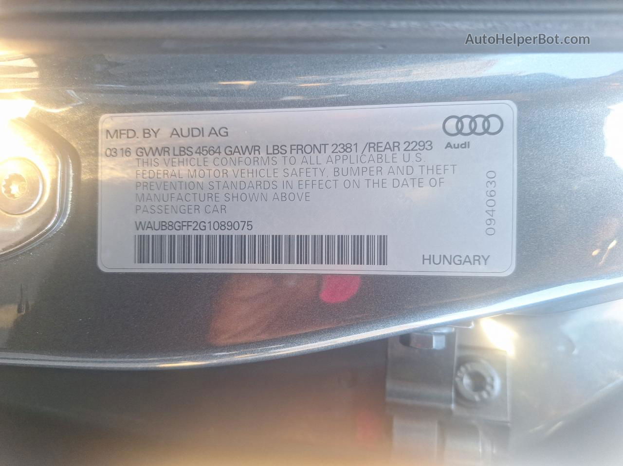 2016 Audi A3 Premium Серый vin: WAUB8GFF2G1089075