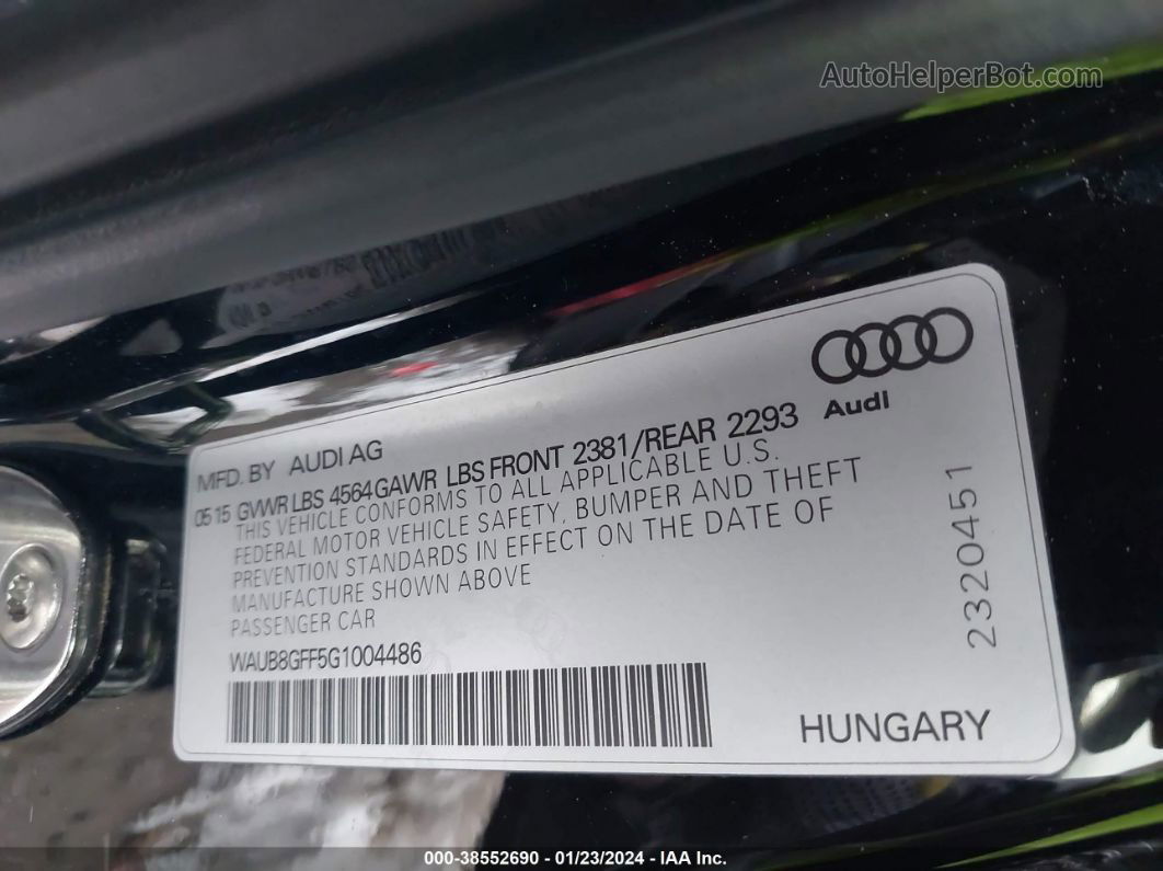 2016 Audi A3 2.0t Premium Черный vin: WAUB8GFF5G1004486