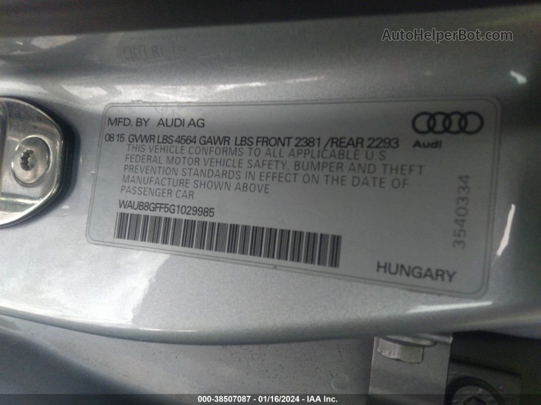 2016 Audi A3 2.0t Premium Silver vin: WAUB8GFF5G1029985