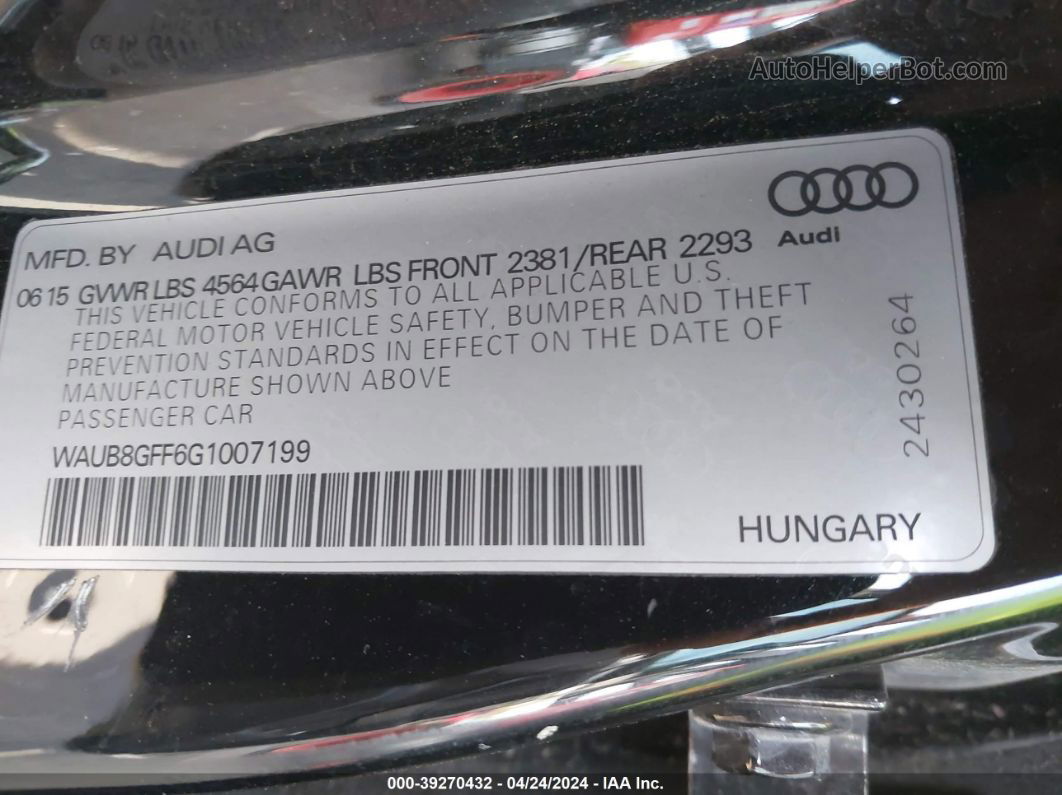 2016 Audi A3 2.0t Premium Black vin: WAUB8GFF6G1007199