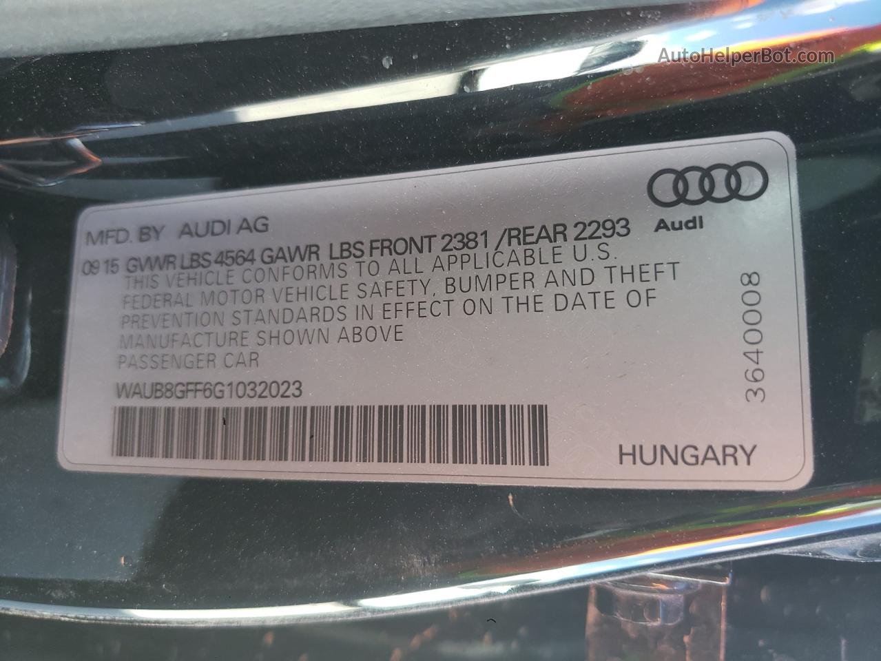 2016 Audi A3 Premium Черный vin: WAUB8GFF6G1032023