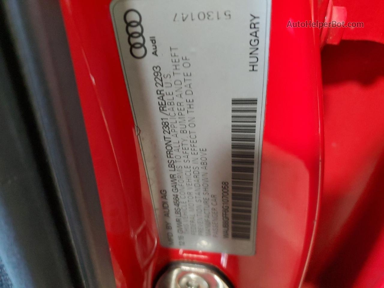 2016 Audi A3 Premium Red vin: WAUB8GFF6G1070058