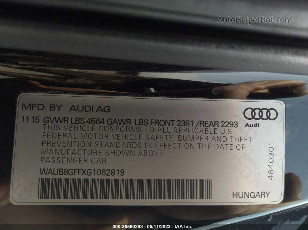 2016 Audi A3 2.0t Premium Black vin: WAUB8GFFXG1062819