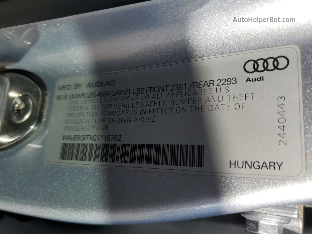 2016 Audi A3 Premium Black vin: WAUB8GFFXG1115762