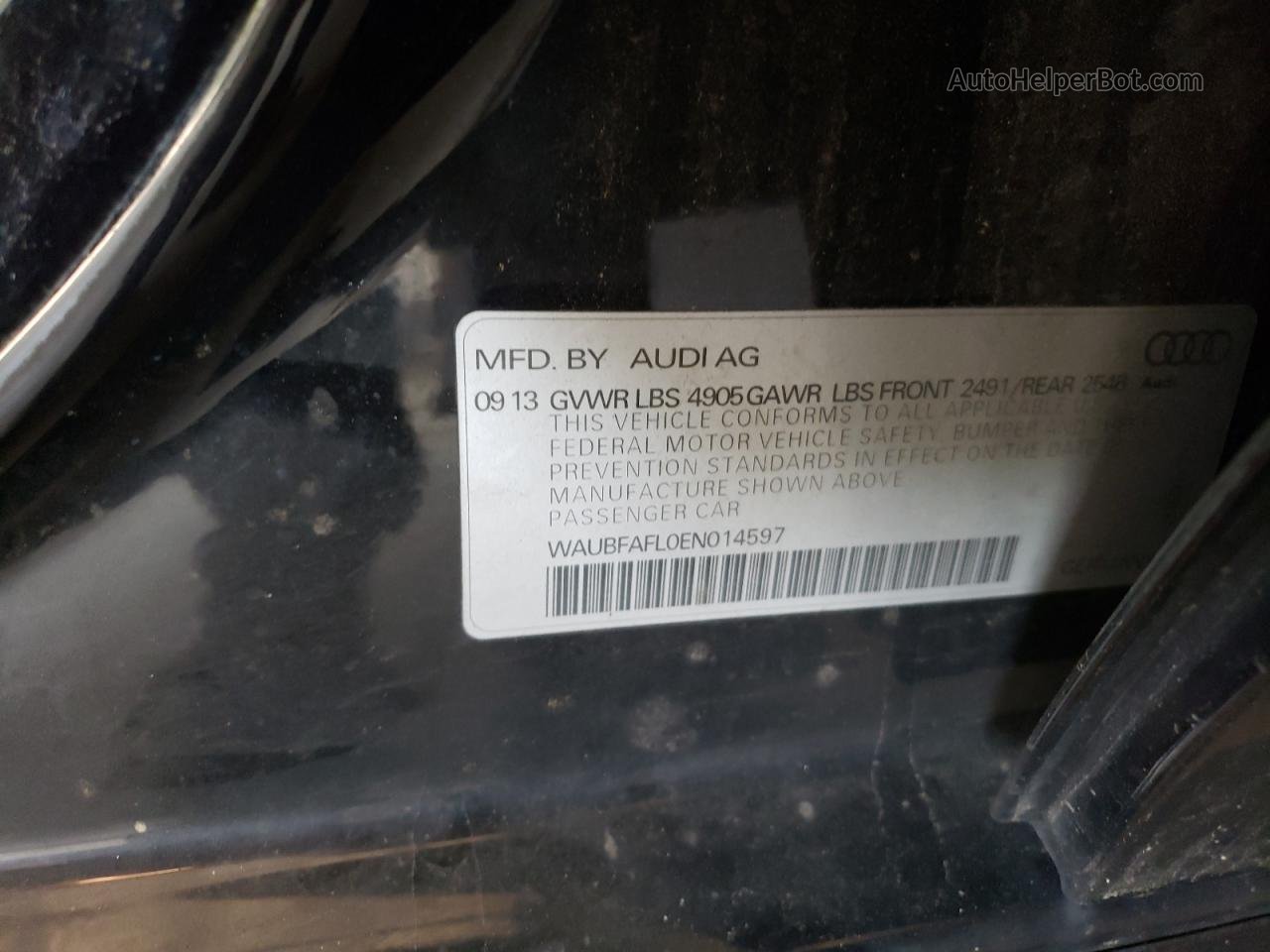 2014 Audi A4 Premium Black vin: WAUBFAFL0EN014597