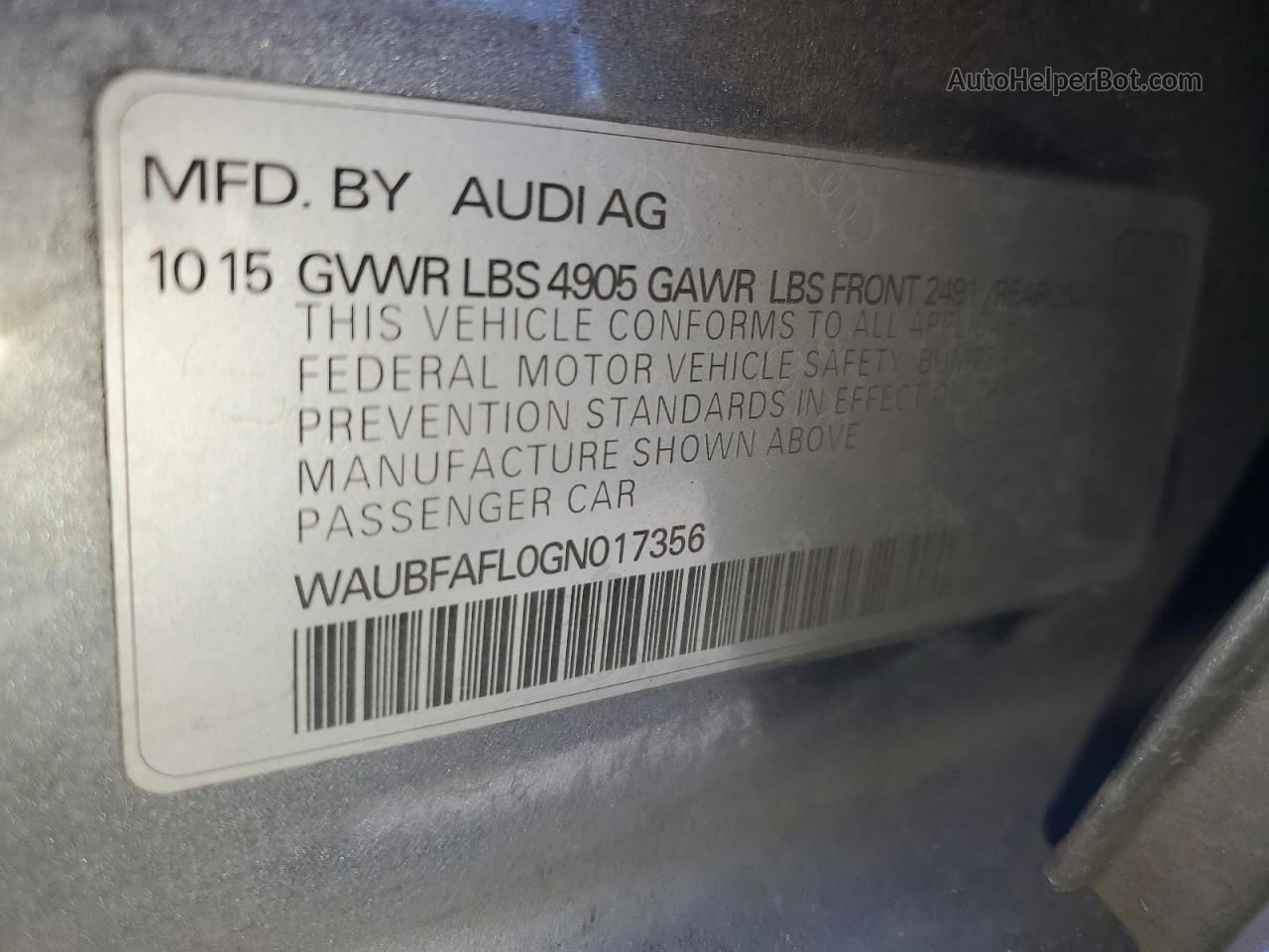 2016 Audi A4 Premium S-line Silver vin: WAUBFAFL0GN017356