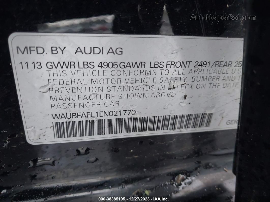 2014 Audi A4 2.0t Premium Black vin: WAUBFAFL1EN021770