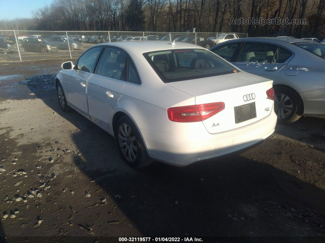 2013 Audi A4 Premium White vin: WAUBFAFL2DN006581