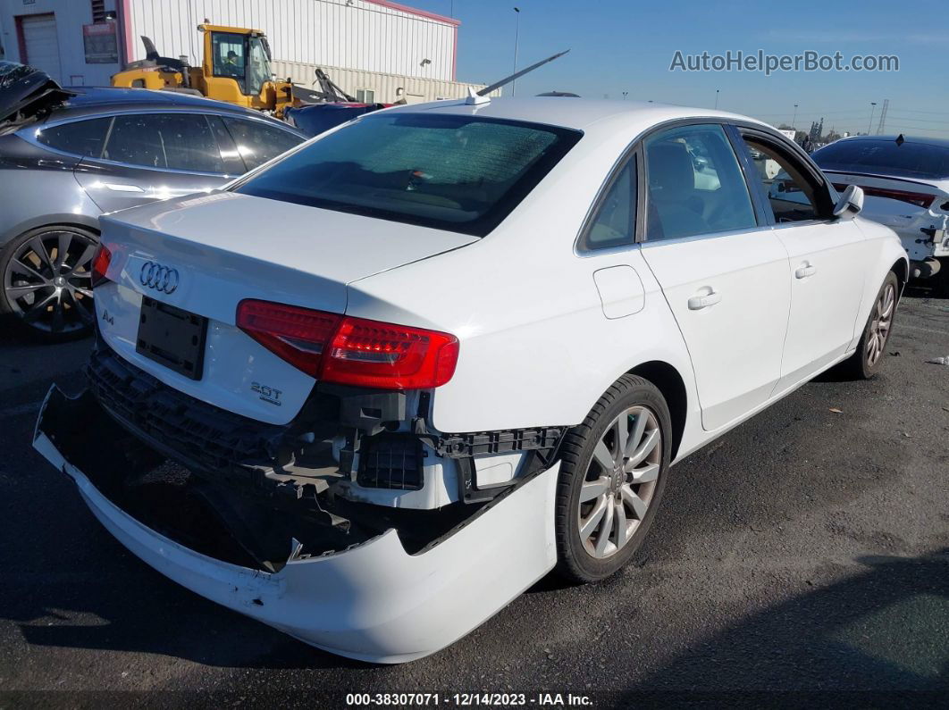 2013 Audi A4 2.0t Premium White vin: WAUBFAFL4DN020370