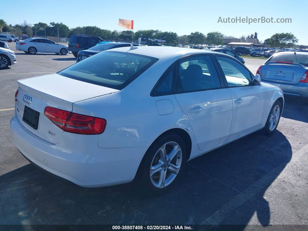 2013 Audi A4 2.0t Premium White vin: WAUBFAFL4DN047505