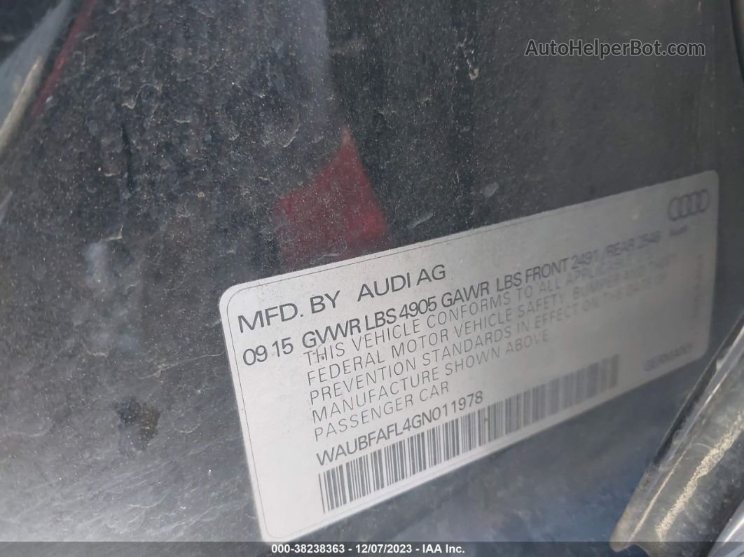2016 Audi A4 2.0t Premium Black vin: WAUBFAFL4GN011978