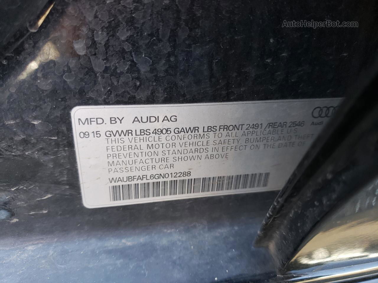 2016 Audi A4 Premium S-line Черный vin: WAUBFAFL6GN012288