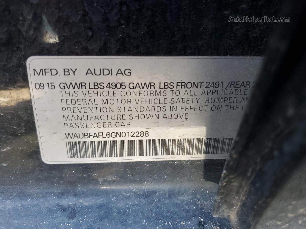 2016 Audi A4 Premium S-line Черный vin: WAUBFAFL6GN012288
