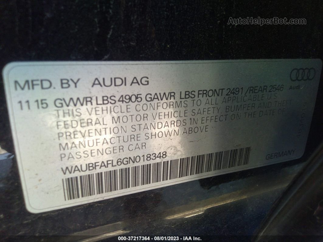 2016 Audi A4 Premium Черный vin: WAUBFAFL6GN018348