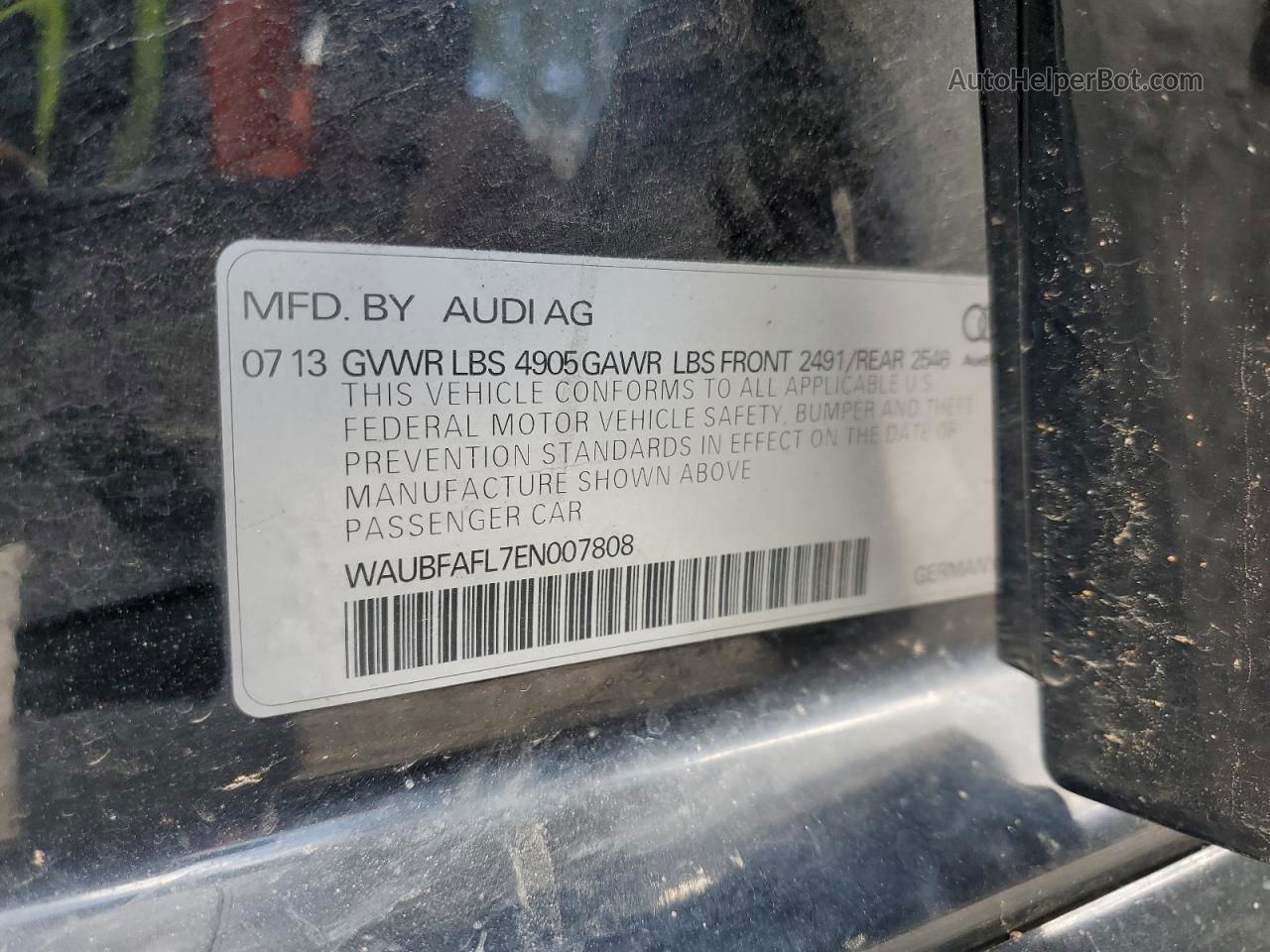 2014 Audi A4 Premium Black vin: WAUBFAFL7EN007808