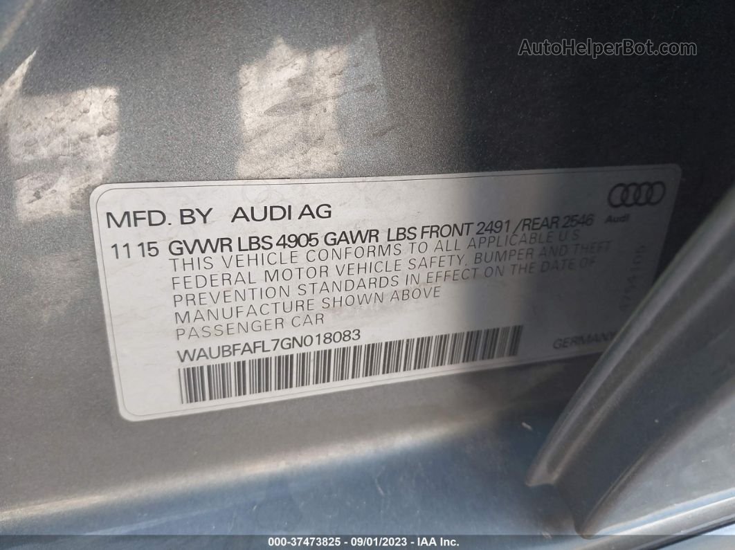 2016 Audi A4 Premium Gray vin: WAUBFAFL7GN018083