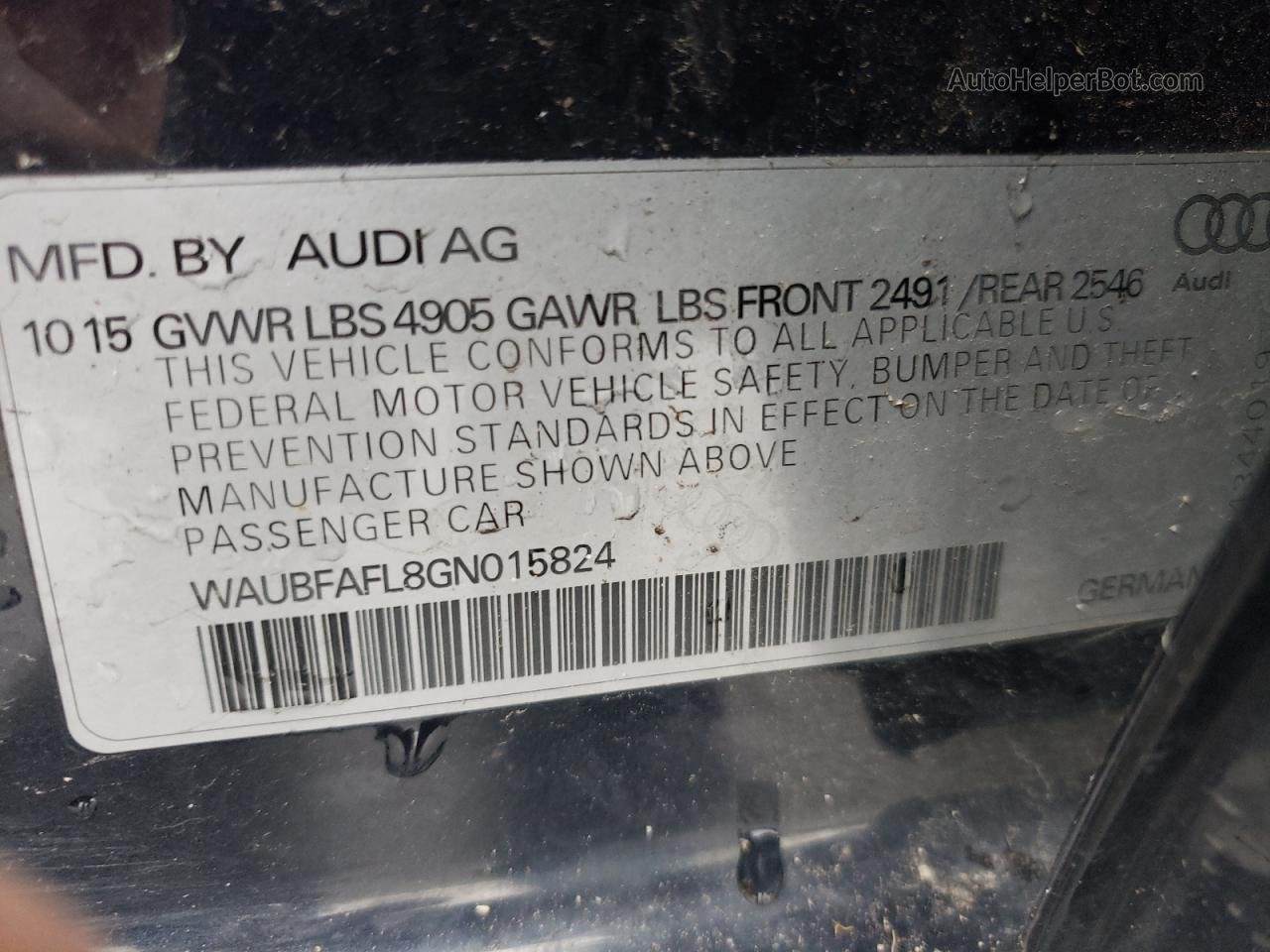 2016 Audi A4 Premium S-line Синий vin: WAUBFAFL8GN015824