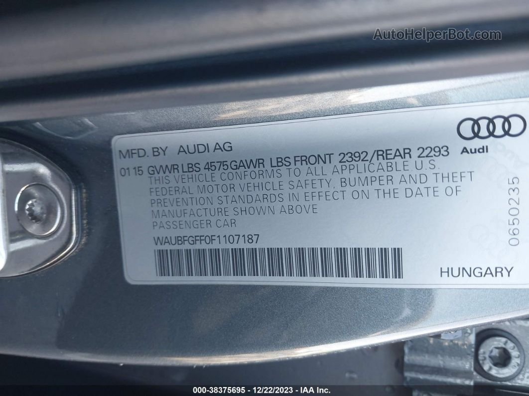2015 Audi A3 2.0t Premium Серый vin: WAUBFGFF0F1107187
