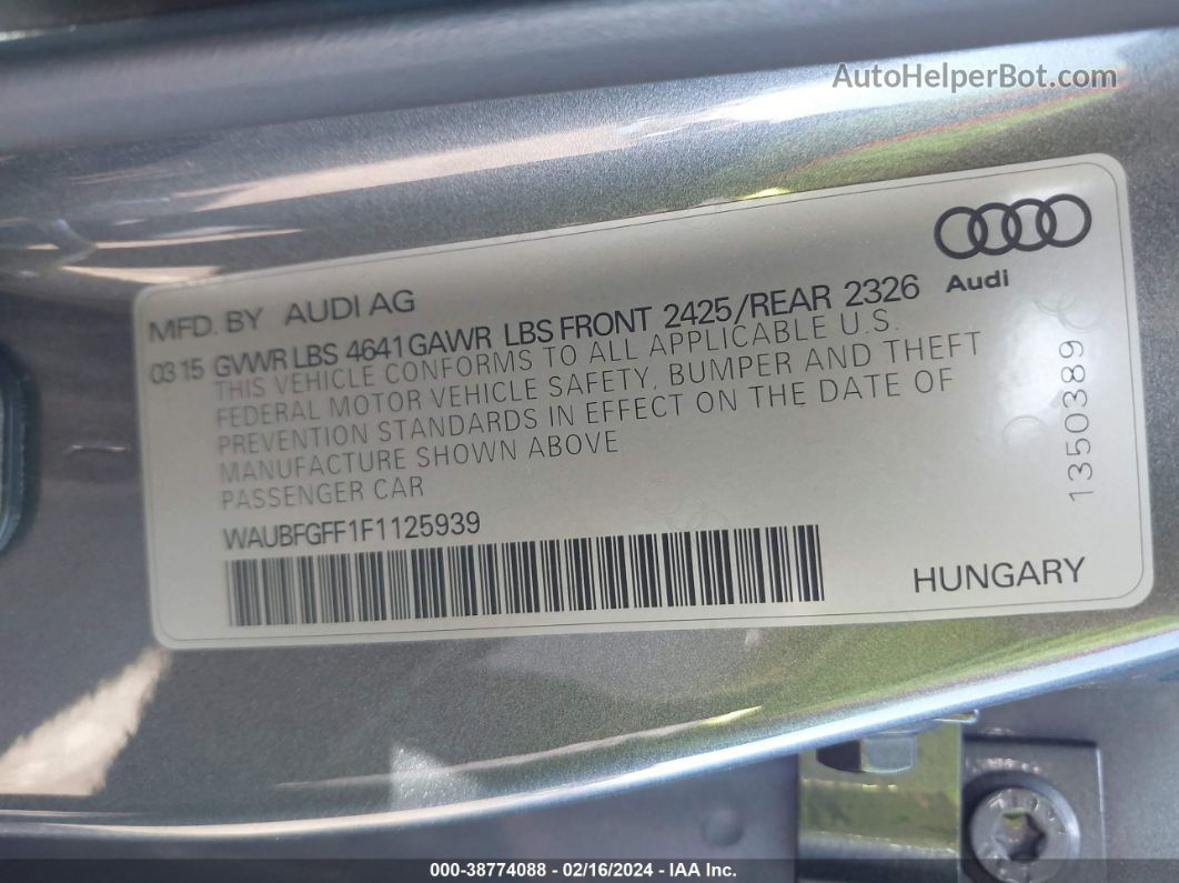 2015 Audi S3 2.0t Premium Plus Серый vin: WAUBFGFF1F1125939