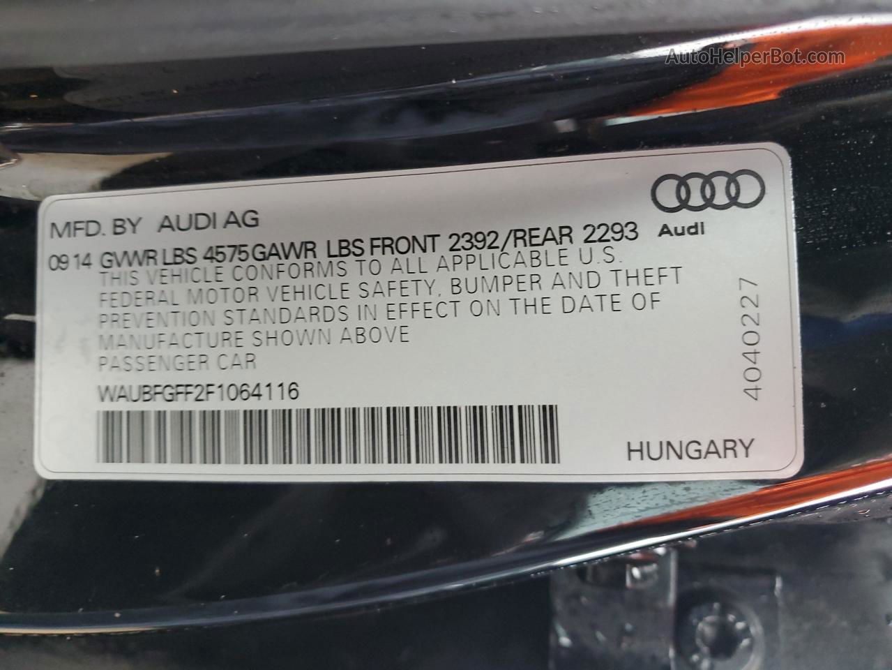 2015 Audi A3 Premium Black vin: WAUBFGFF2F1064116