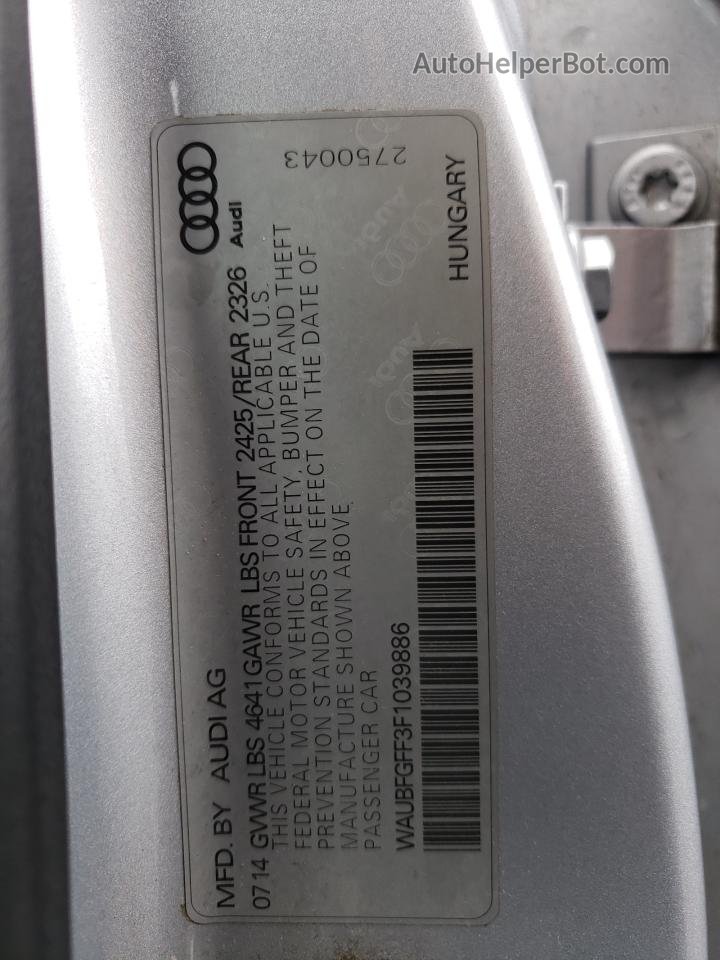 2015 Audi S3 Premium Plus Silver vin: WAUBFGFF3F1039886