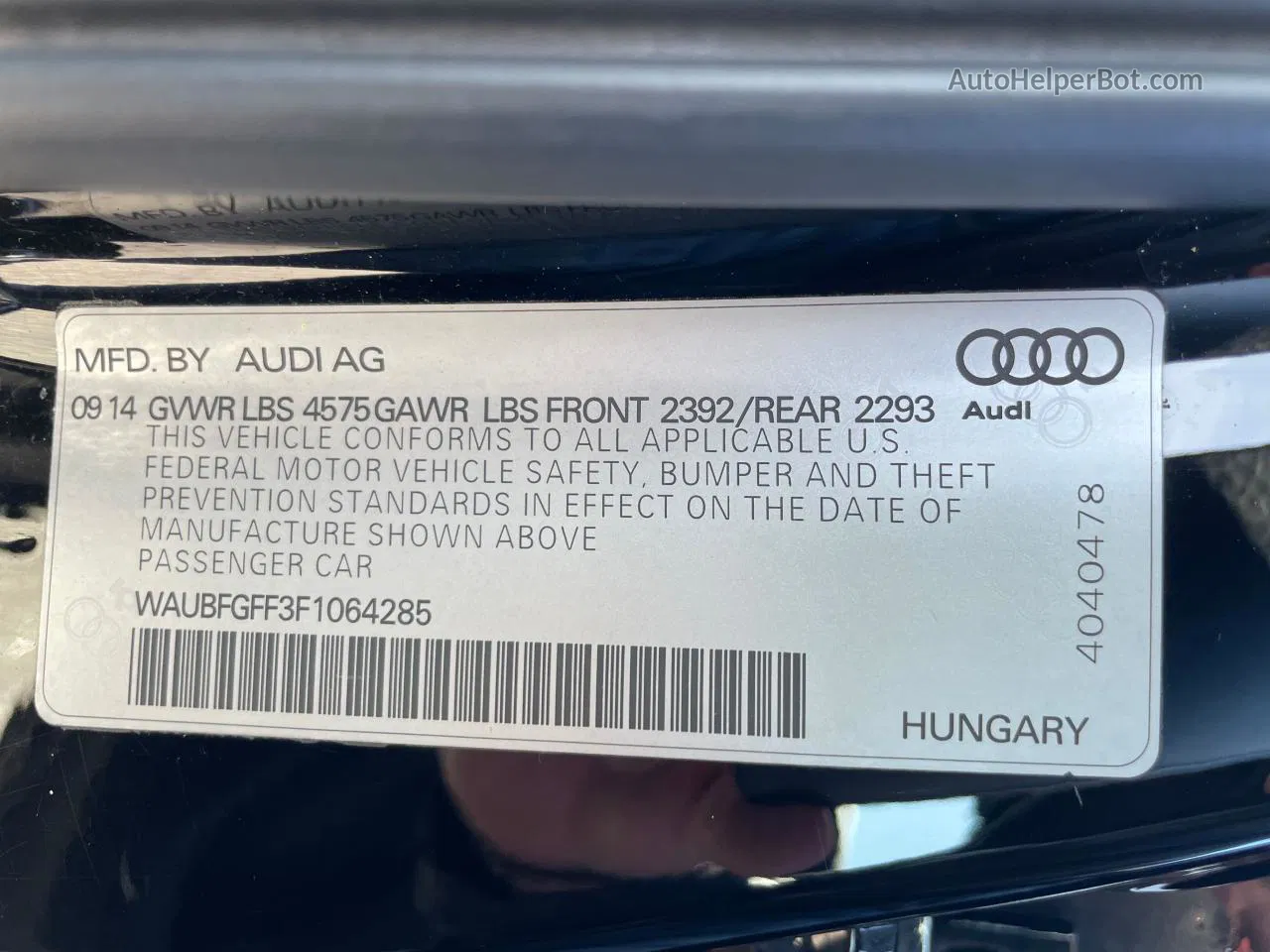 2015 Audi A3 Premium Черный vin: WAUBFGFF3F1064285